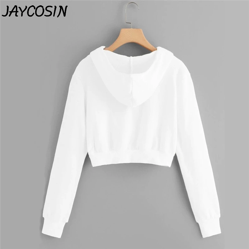 Осенне-зимний Женский свитшот JAYCOSIN повседневный однотонный короткий на молнии с