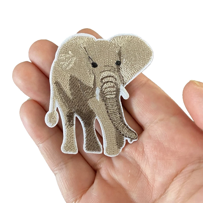 

New Arrival Embroidered Elephant Patches iron on Animals Embroidery Appliques for Jackts DIY Accessories 3pcs