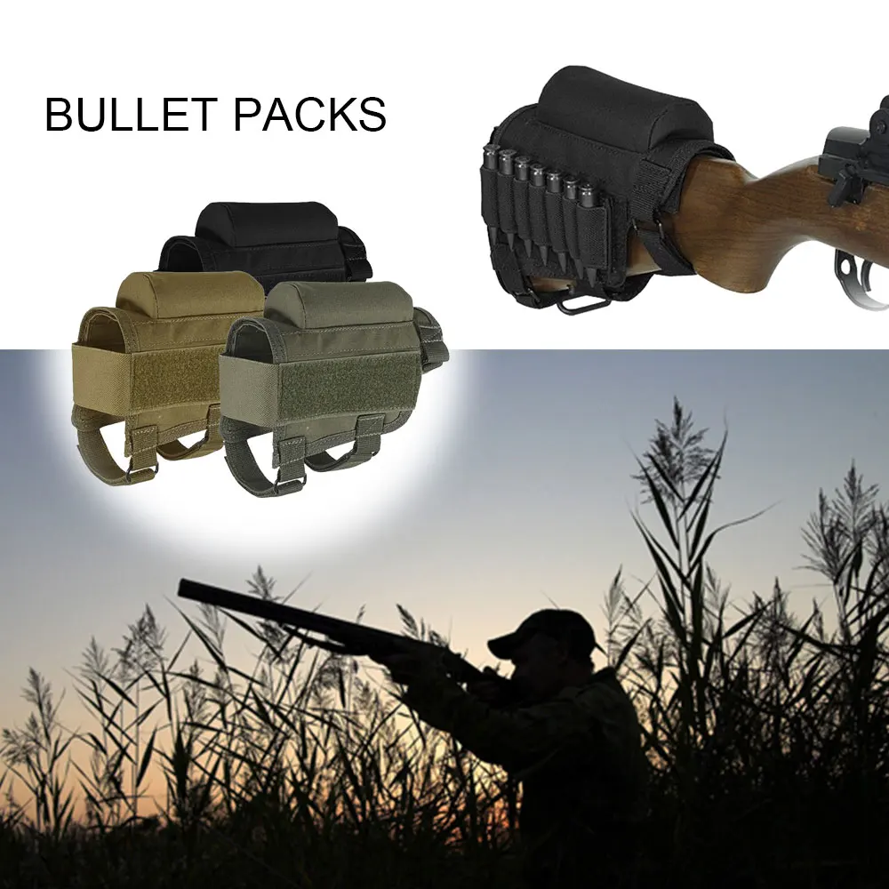 

Rifle Cheek Rest Pouch Bullet Adjustable Nylon Cartridges Bags Outdoor Tactical Butt Stock Multi-Functional Hunting Accessories
