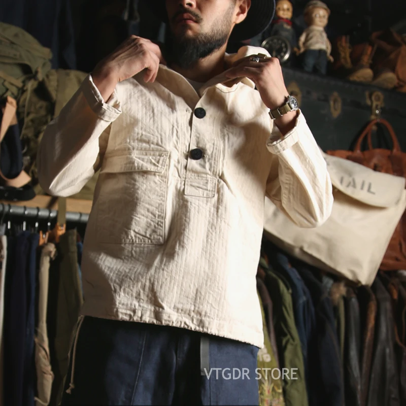 Винтажный Бронсон 1930s USN Dungaree Smock Submariner пуловер парка свободный крой|Мужские