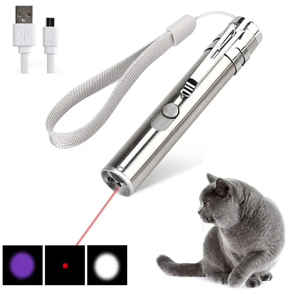 Миниатюрный светодиодный фонарик с зарядкой от USB 3 в 1 красная лазерная указка