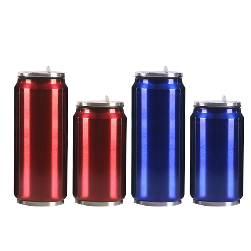 Акция 300/500 мл нержавеющая красная синяя 2 цвета Кокс Детские банки с соломинкой