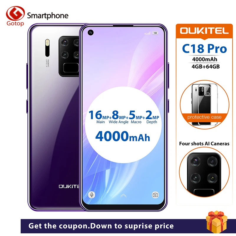 Смартфон OUKITEL C18 Pro на Android 6 55 восемь ядер экран 9 0 дюйма 4 Гб + 64 ГБ|Смартфоны| |