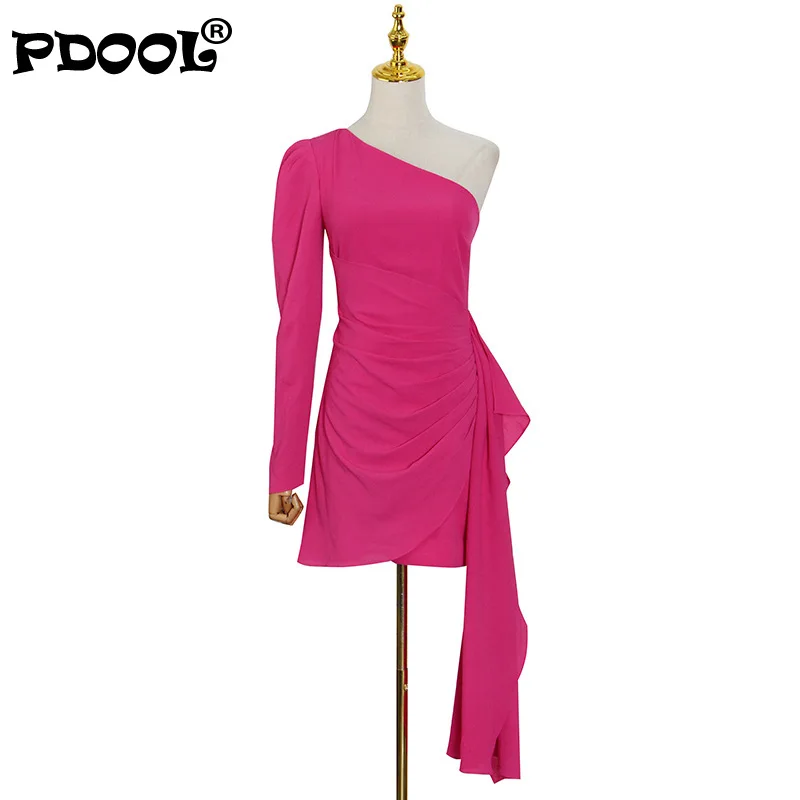 

Solid Mini Dress For Women Diagonal Collar Long Sleeve High Waist Long Sleeve Lace Up Ruched Slim Dresses Female 2021 Style