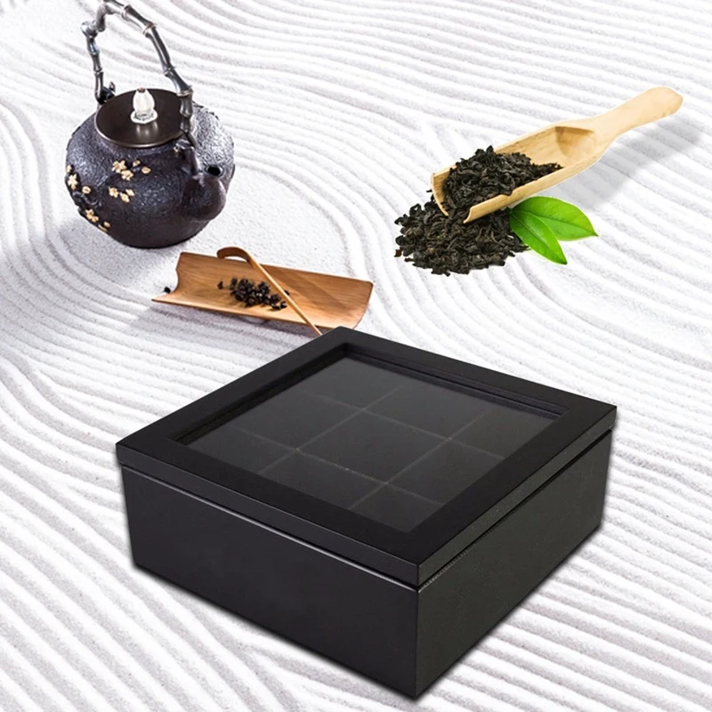 Горячая XD деревянная 9 сеток чайная коробка чайные пакетики Контейнер Коробка