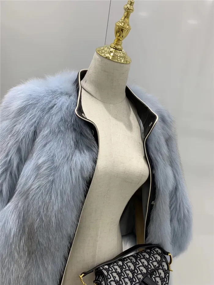 Abrigos mujer invierno шуба из натурального Лисьего меха женская зимняя короткая Повседневная мотоциклетная Лоскутная куртка из натуральной кожи Верхняя одежда