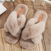 winter female warm slippers 2021 candy color indoor outdoor wear thick leisure fashion cross cotton furry women home slippers