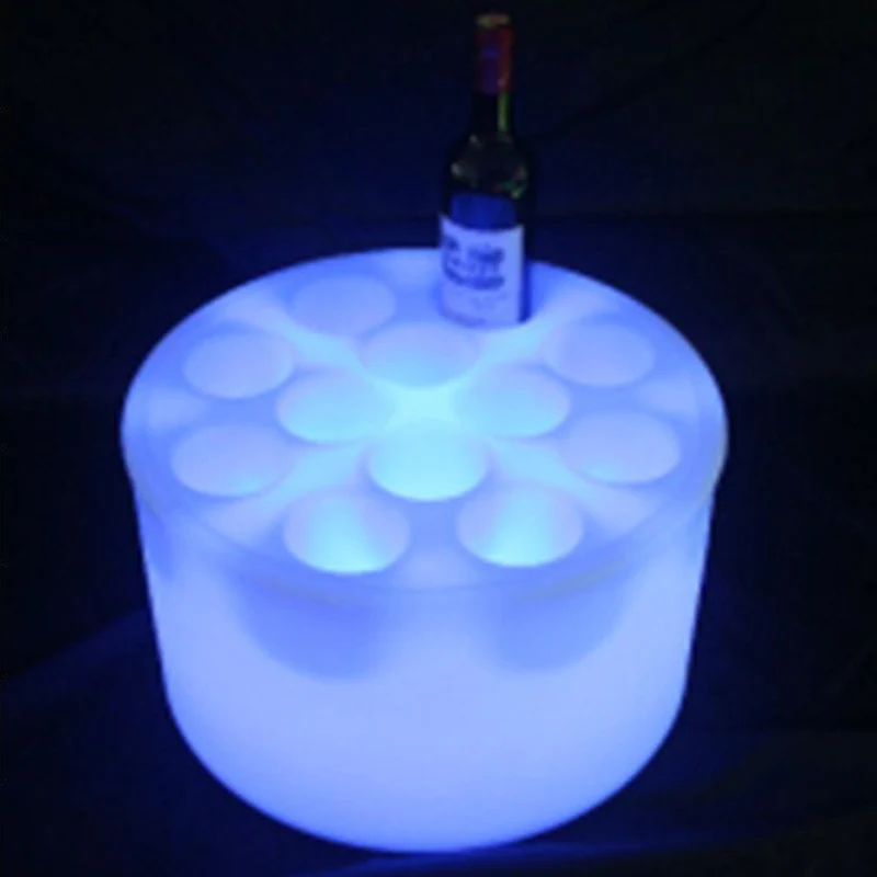 Верстак для вина со светодиодной подсветкой (D43 * h26 см светодиодный, светящийся в темноте, круглый цвет, верстак из полиэтилена, 1 шт.