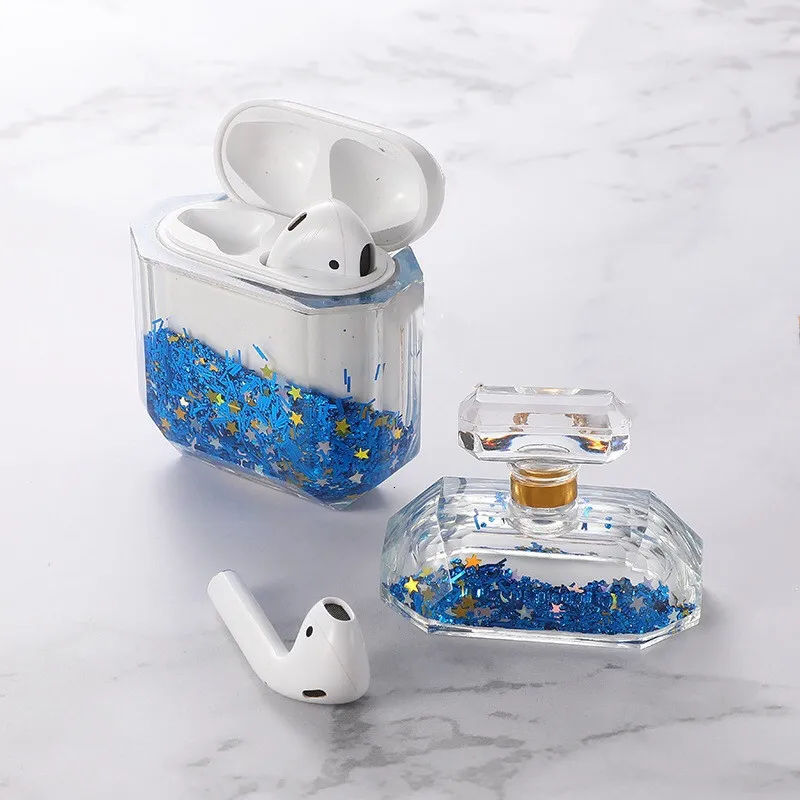 Для Apple AirPods чехол флакон духов беспроводной Bluetooth чехол для гарнитуры роскошный зыбучий песок прозрачный силиконовый наушник чехол coque