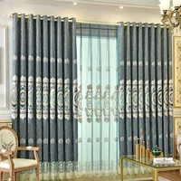 european style luxury embroidered semi shade curtains for living dining room bedroom