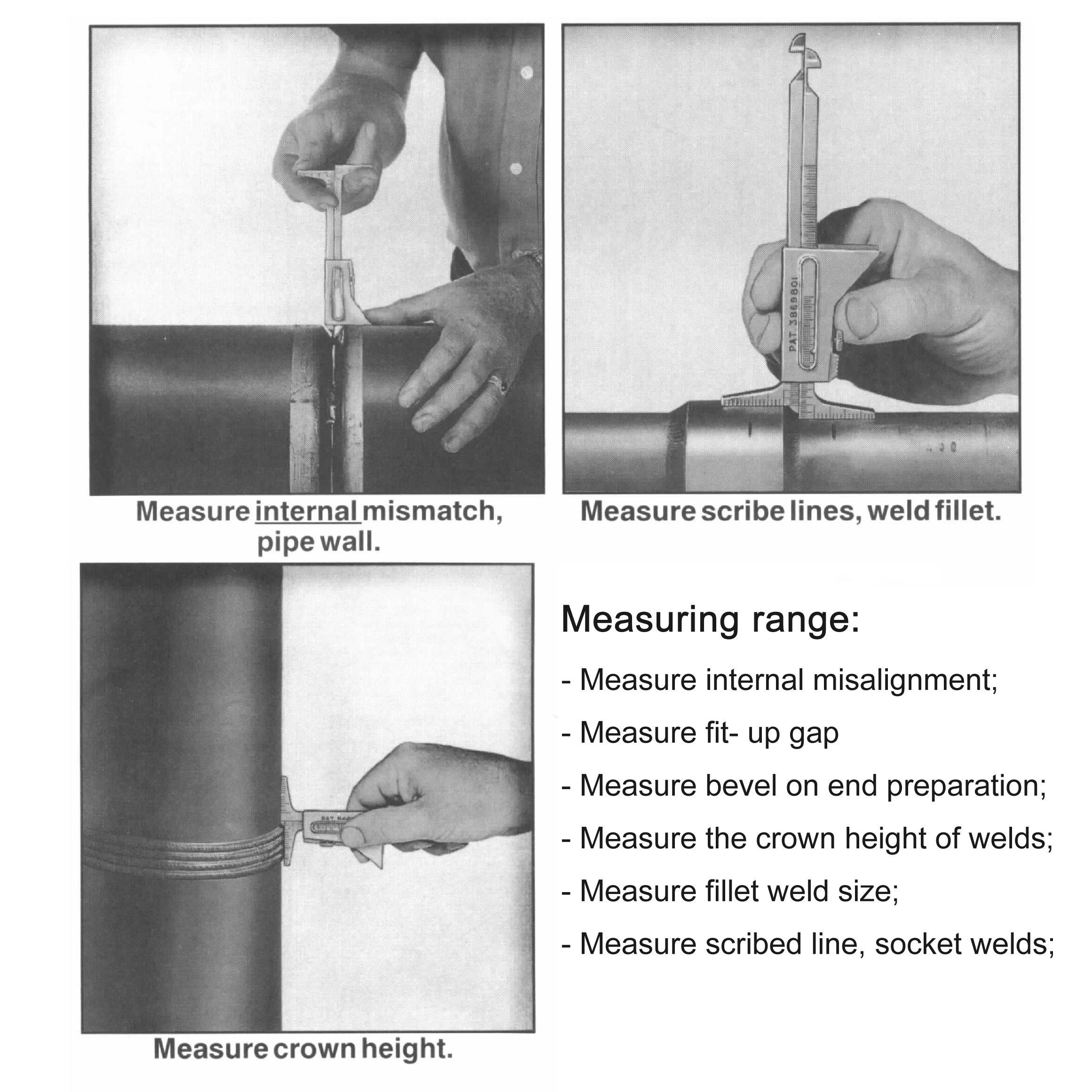 Hi-Lo Welding pipe Gage Welding gauge level measuring tool Weld Tester