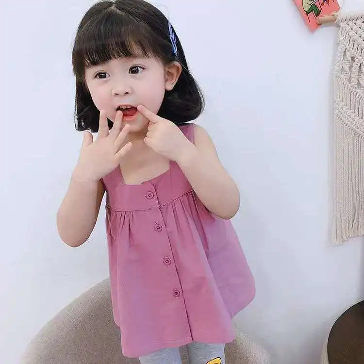 

Girls summer vests sling baby kids girls cotton floral suspender vests children girls sleeveless shirts suspenders tops p4 040