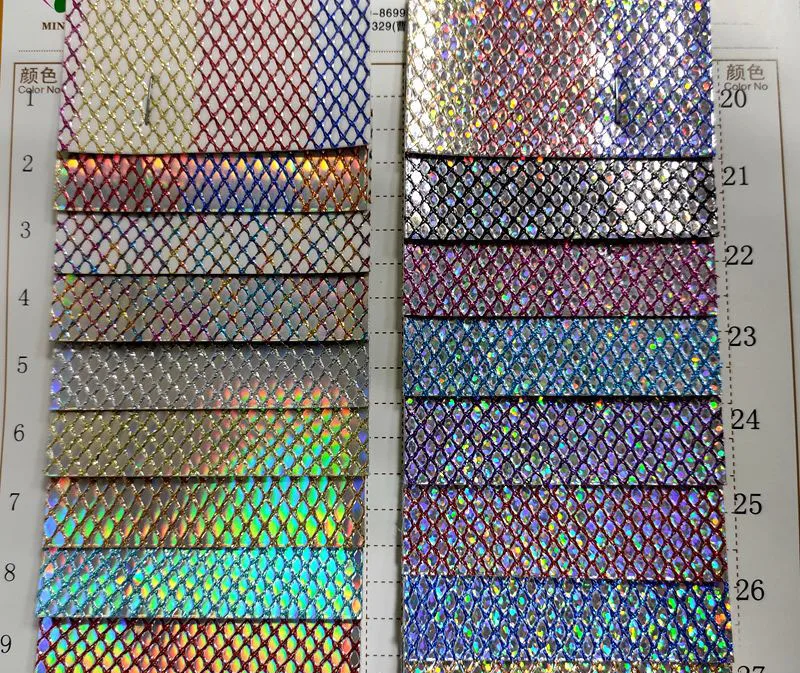 

Holographic snake skin embbossed synthetic PU leather material