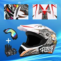 samger full face motocross helmet dot off road dirt bike bicycle atv casco capacetes wgoggle gloves abstract style white