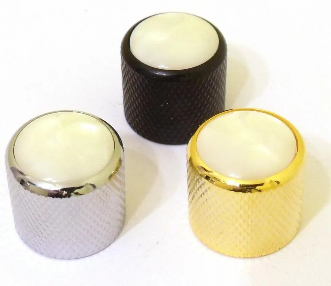 

4Pcs Barrel Domed Knurled Guitar Control Knob Pearl Inlay For Tone Or Volume Knobs For Electric Guitar Bass Guitar Parts