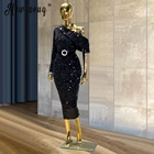 Мусульманское платье-Русалка с блестками, пикантное вечернее платье с одним открытым плечом для выпускного вечера на Ближнем Востоке