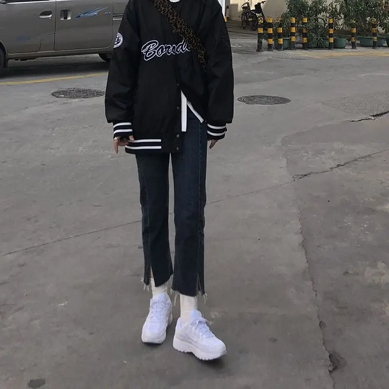 

Split jeans baggy straight pants