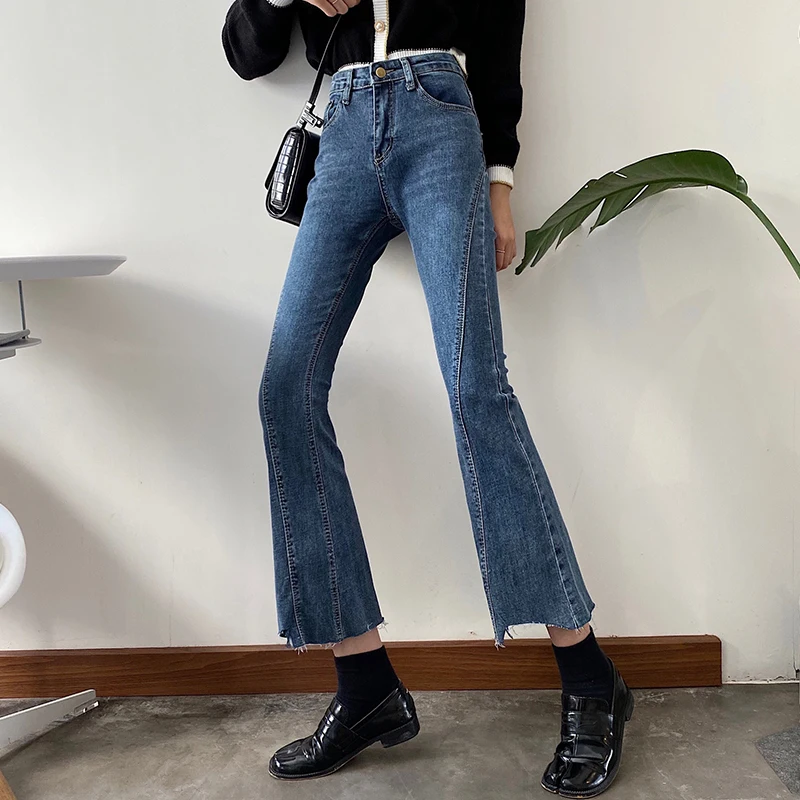 

Plus Size Stretch Denim Skinny Bell Bottom Cropped Jeans for Women M L XL 2XL 3XL 4XL