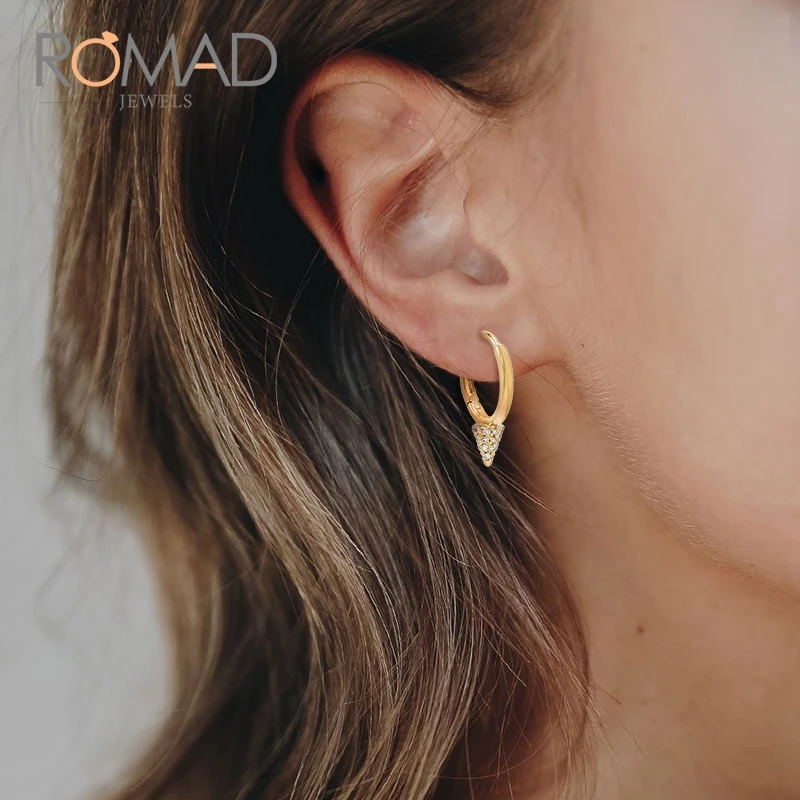 Женские серьги Romad модные в стиле панк с геометрическим цирконием 100%