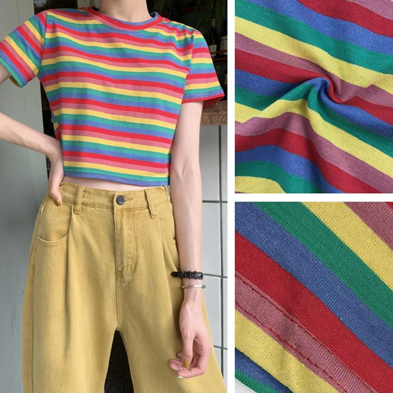 Женская футболка с коротким рукавом радужные полосы контрастных цветов красного