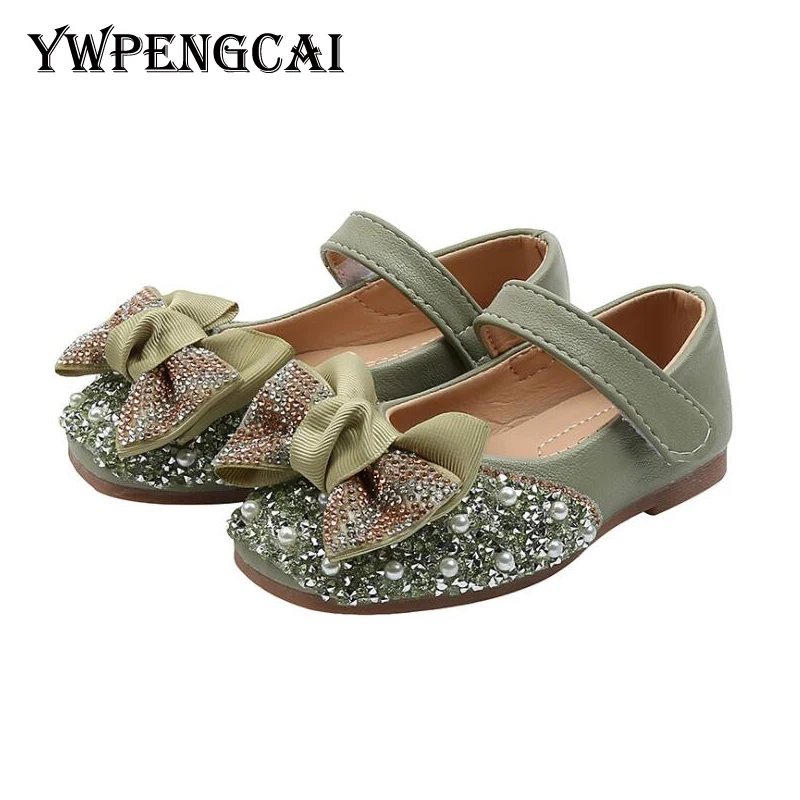 

YWPENGCAI Размеры 21-30 для детей ясельного возраста; Девичьи туфли; Блестящие стразы юбка с бантиком для девочек, Мэри Джейн обувь на плоской подо...