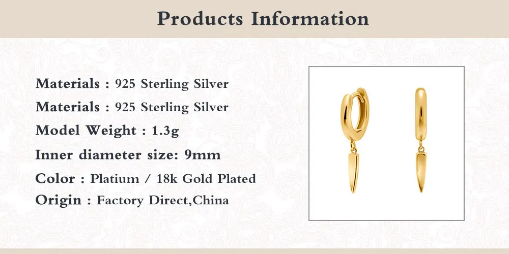 

AIDE Earrings For Women Rivet Cone 925 Sterling Silver Earrings Dangle Piercing Jewelry Ear Cuffs Pendientes #11.12