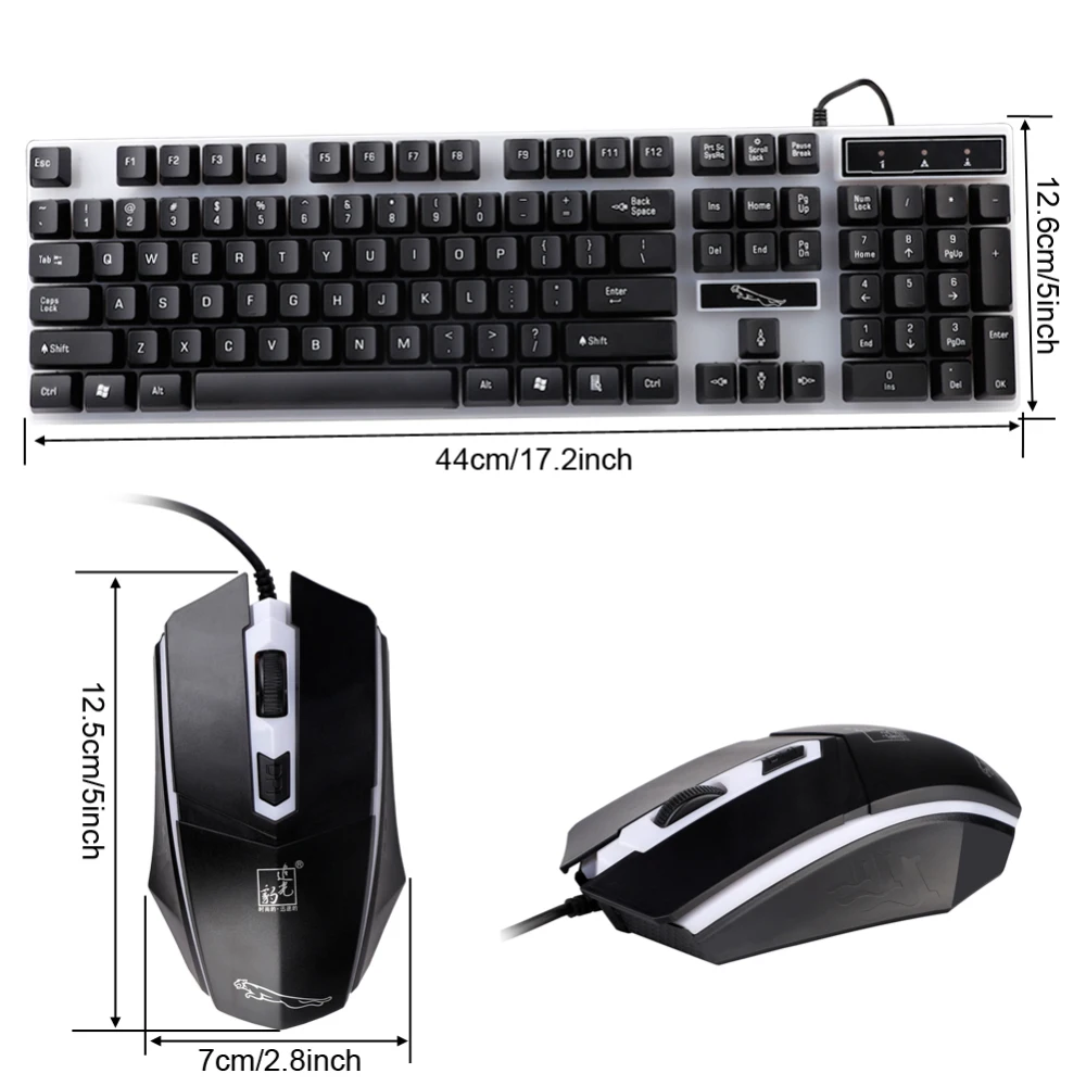Gaming Keyboard 3D Mouse Kit with backlight keyboard Anti-slip Rainbow LED Wired USB Equipment Set For PC Laptop PS4 Xbox One