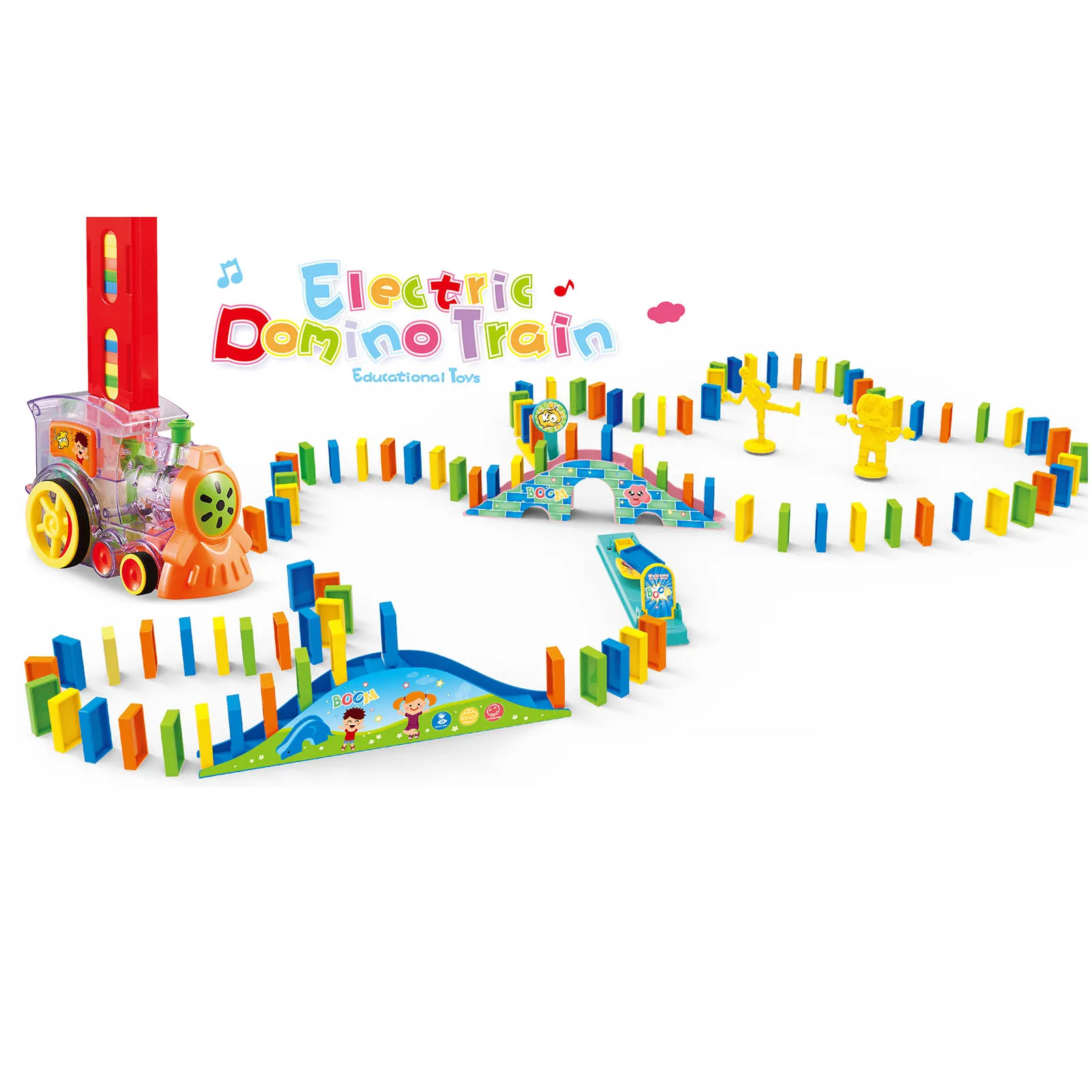 

Kids Domino Train Car Set Sound Light Automatic Laying Domino Brick Colorful Dominoes Blocks Game Educational DIY Toy Gift