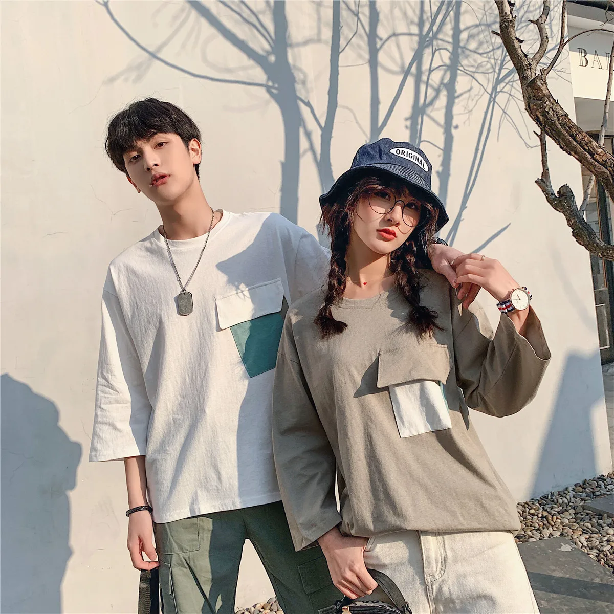 Весна-Осень 2020 новая модная повседневная футболка с карманами и рукавами в семь