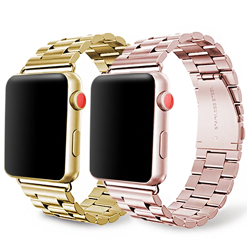 Ремешок из нержавеющей стали для Apple Watch 5 40 мм 44 ремешок с металлическими звеньями