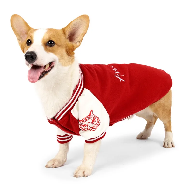 

Pet Clothes Dog Sportswear Autumn Winter Warm Baseball T-shirt Clothing Black Red For Small Medium-Sized Pet Supplies