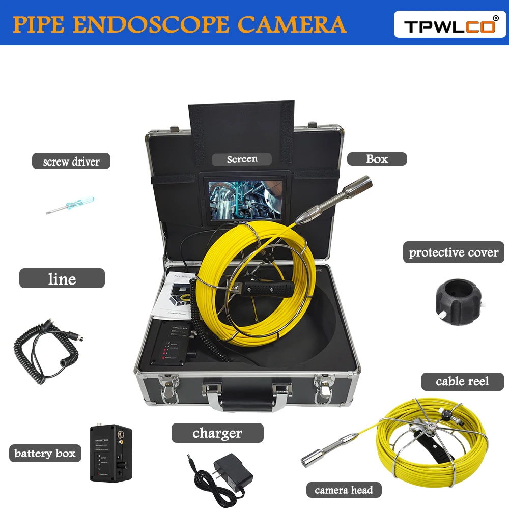 

7inch 23MM Waterproof Industrial Endoscope Camera With 12pcs LED Drain Pipeline Inspection System HD Video Camera