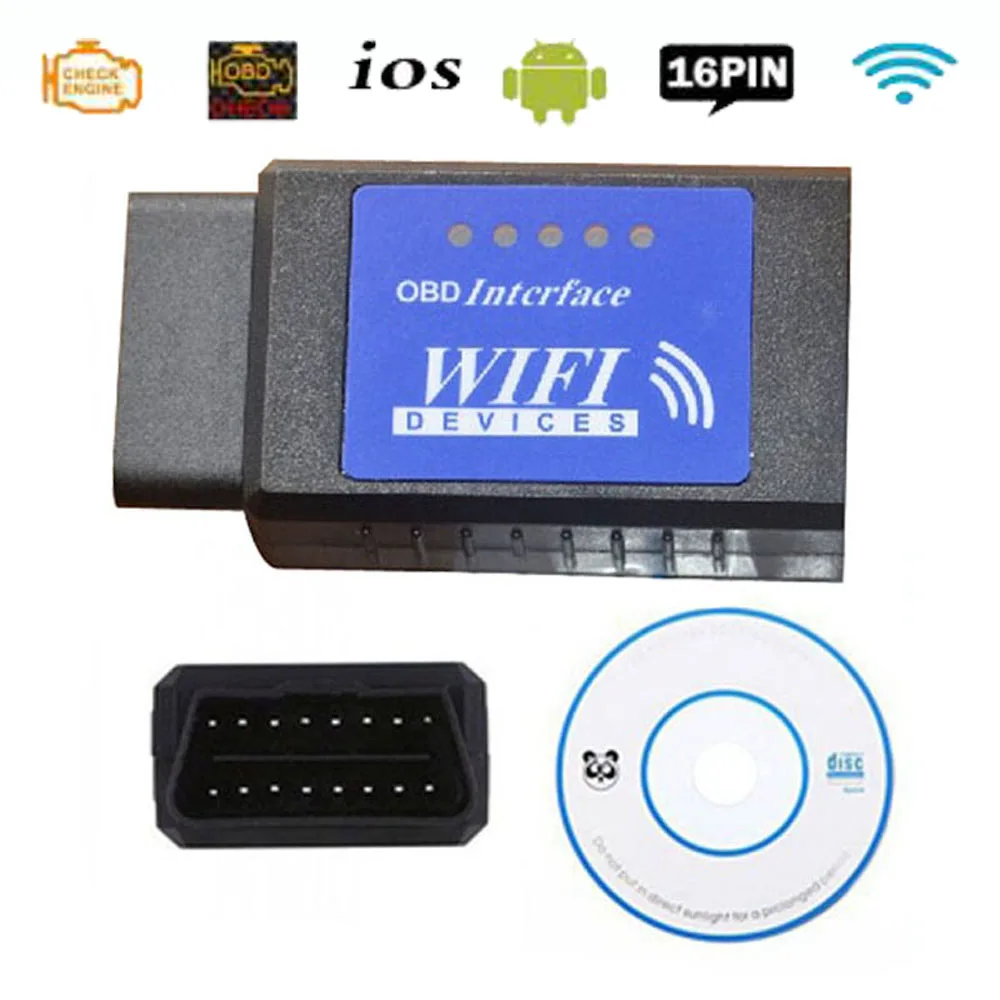 Новинка синяя этикетка OBD2 ELM327 WIFI ELM 327 V1.5 Wi Fi сканер USB считыватель кодов адаптер в 1