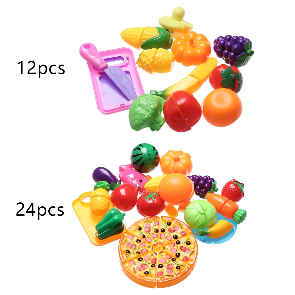 

12/24pcs Cutting Toy Montessori Cut Fruits And Vegetables Toys Plastic Food Toy Children's Role Play Kitchen Play House Toys