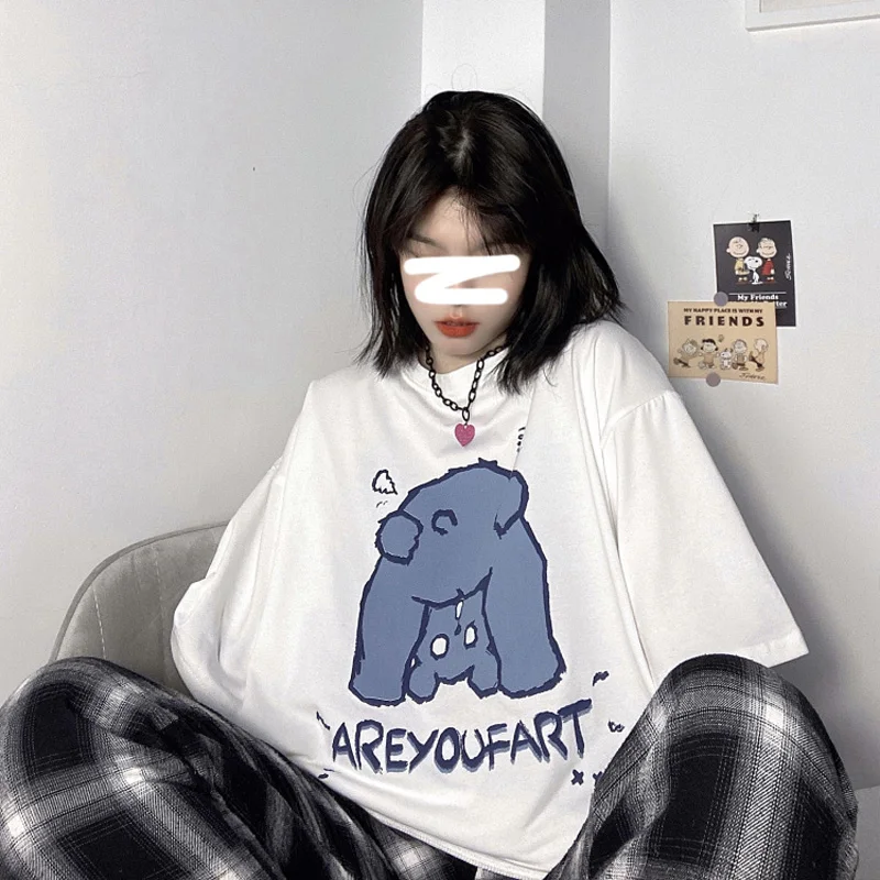 

Korean Fashion Clothes Hip Hop Cartoon Kawaii T-Shirt Female Retro Cute Funny Couple Emo Grunge Tee Aesthetic Goth Top Y2k Egirl