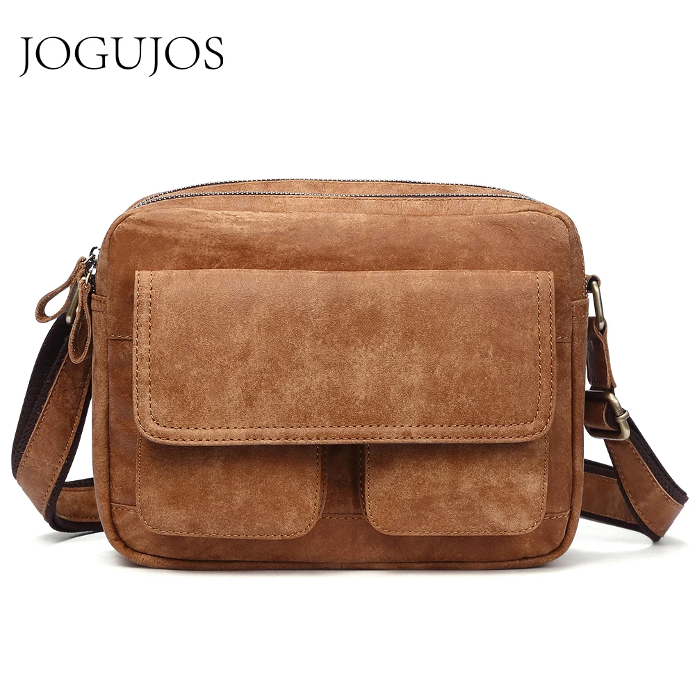 Мужские сумки через плечо JOGUJOS из натуральной кожи повседневная сумка мессенджер