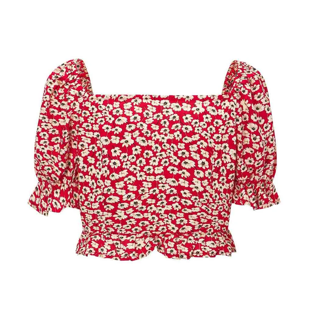 Женский укороченный топ с цветочным принтом летняя пикантная одежда для женщин