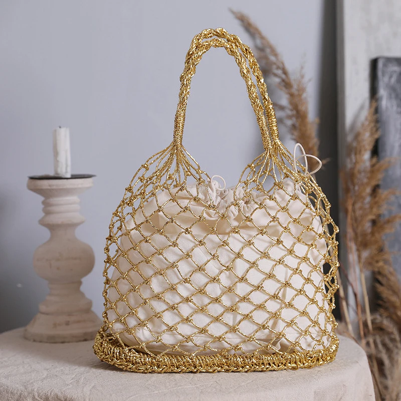 

Сумка женская, однотонная, вязаная, ручной работы, CB11, лето 2021