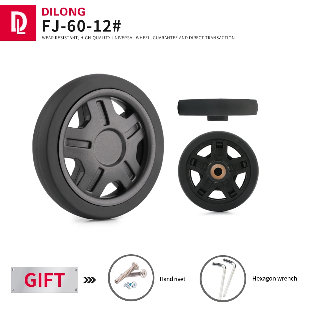 

DiLong FJ-60-12 Trolley Wheels Suitcase Luggage Unilateral Wheel Luggage Suitcase Repair Parts Roller Silent Aircraft Pulley