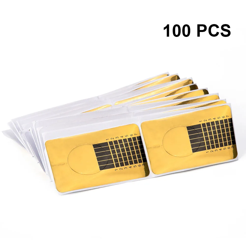 100 pcs nail forms LadyMisty 60 мл акриловый поли строитель расширение розовый белый металл с прозрачными кристаллами УФ светодиодный обнаженный ногтей советы строитель УФ светодиодный гель - Цвет: 100 pcs nail forms
