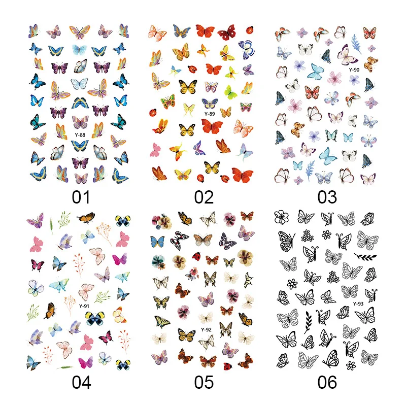 

1 sheet Holographic 3D Butterfly Nail Stickers Summer Nail Art Decoration Nail Accessories DIY Design
