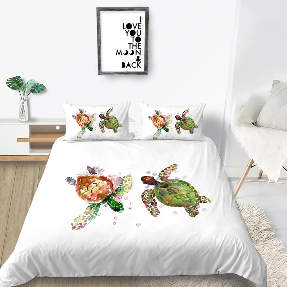 Комплект постельного белья с изображением морских черепашек | Дом и сад