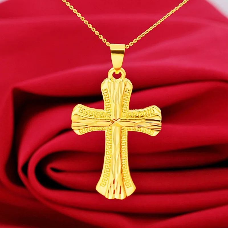 

Fashion Bamboo Cross Pendant Yellow Gold Filled Men Women Couple Gifts