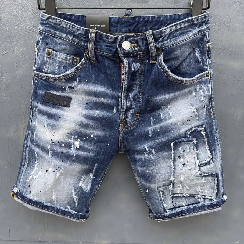 

Fashion new men's short holes jeans fashion casual high quality vintage holes denim shorts men's brand clothing