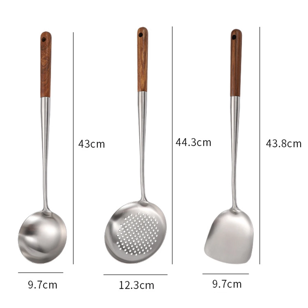

17inches Spatula for Wok 304 Stainless Steel Wok Spatula Wok Spatula and Ladle Skimmer Ladle Tool Set
