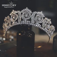 himstory retro european pageant crowns full cubic zirconia tiaras bride birthday quinceanera headpiece wedding hair accessorie