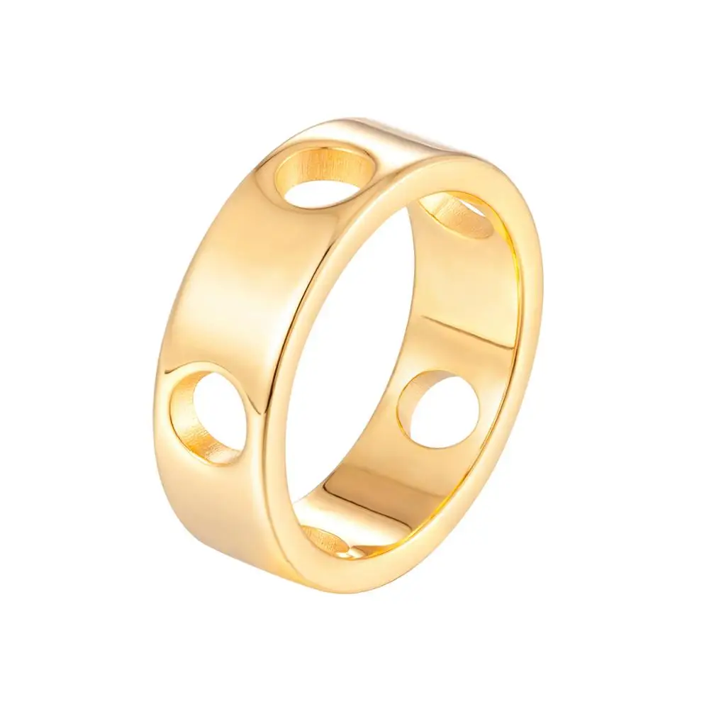 

Gold / Rose Gold / Steel Hollowed Round Circle Ring For Women Stainless Steel Band Finger Ring Women Jewelry Wedding Gifts