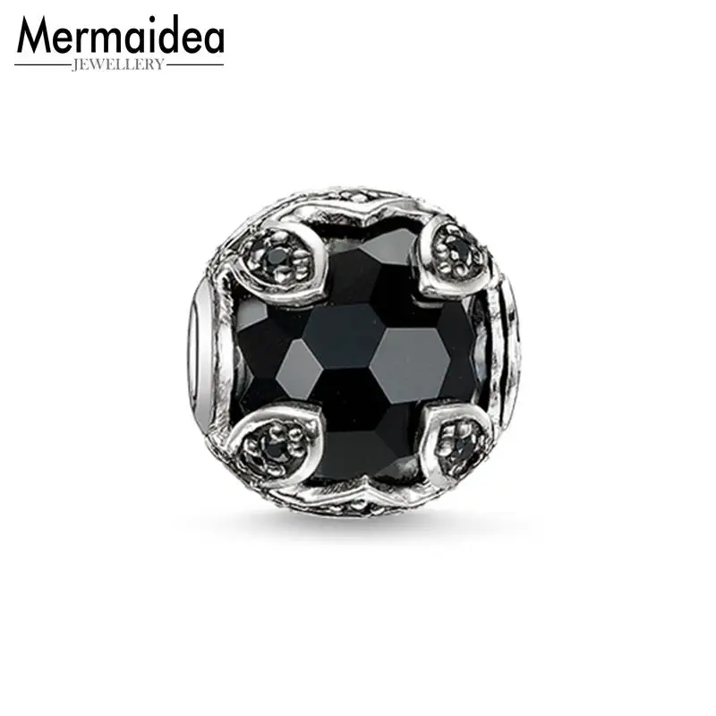 Бусины с черным лотосом посеребренные циркониевые бусины подходят для браслетов