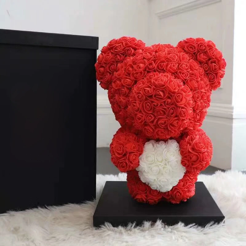 Большой медведь розы с коробкой Роскошная 3D мыльница плюшевый мишка Искусственный цветок розы новогодние подарки дропшиппинг