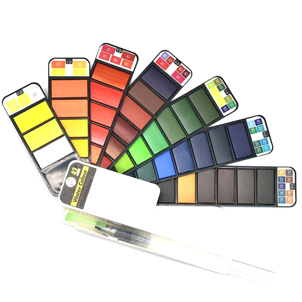 Portable Watercolor Kits 18/25/33/42 Colors Foldable Paint Set Outdoor Painting Artist Kids L9 | Дом и сад